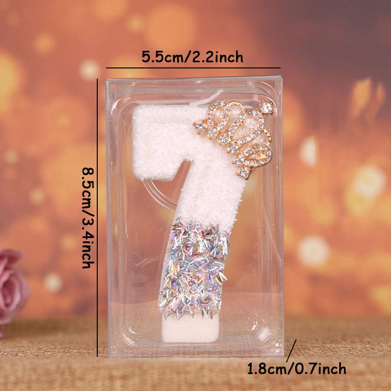 Cute 1pc Number 0-9 Birthday Cake Candles White for Kids Adult Wedding Christmas Party Crown Candle Cake Decoration