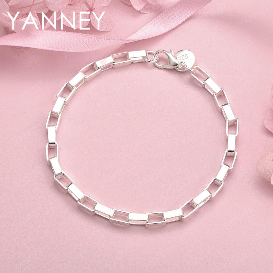 

925 Sterling Silver 8-inch Delicate Square Chain for Men and Women - Fashion Gift Jewelry Wedding Party Accessories