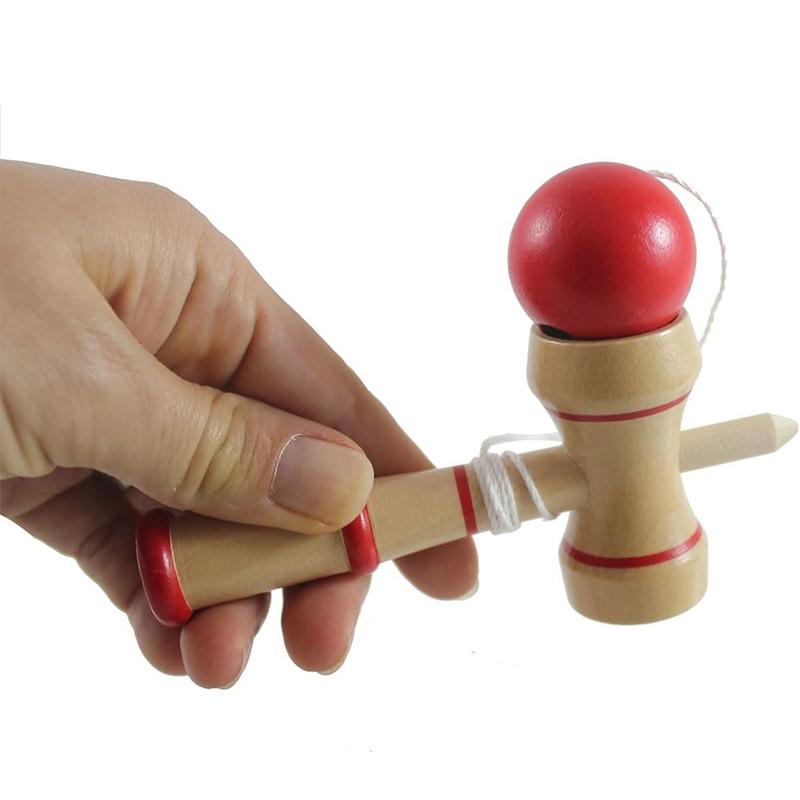 1pc Wooden Kendama Japanese Wrist Training Props Red / Blue Exercise Agility And Flexibility Portable Fitness Equipment TMZ
