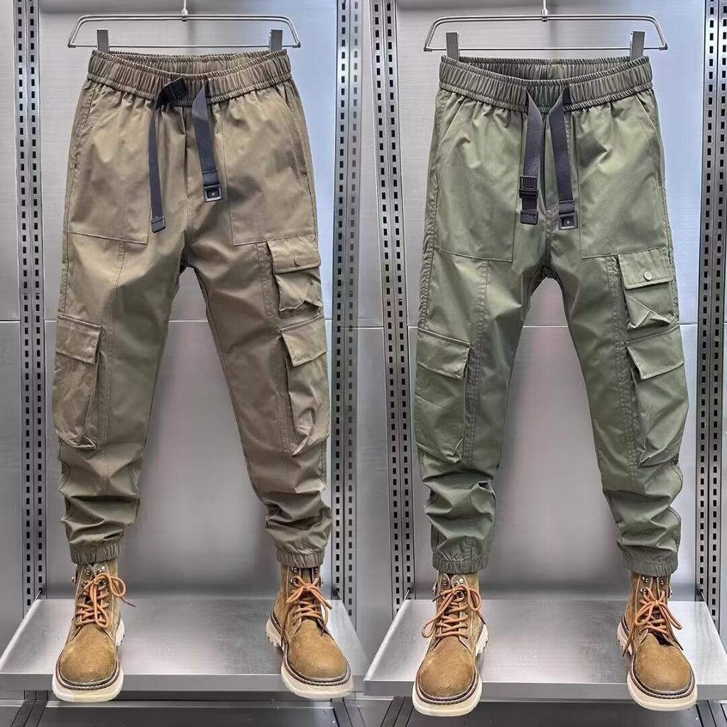 Overalls Men's Summer New Trend Brand Loose Large Size Casual Pants Fashion Multi-Pocket Tie Harlan Pants
