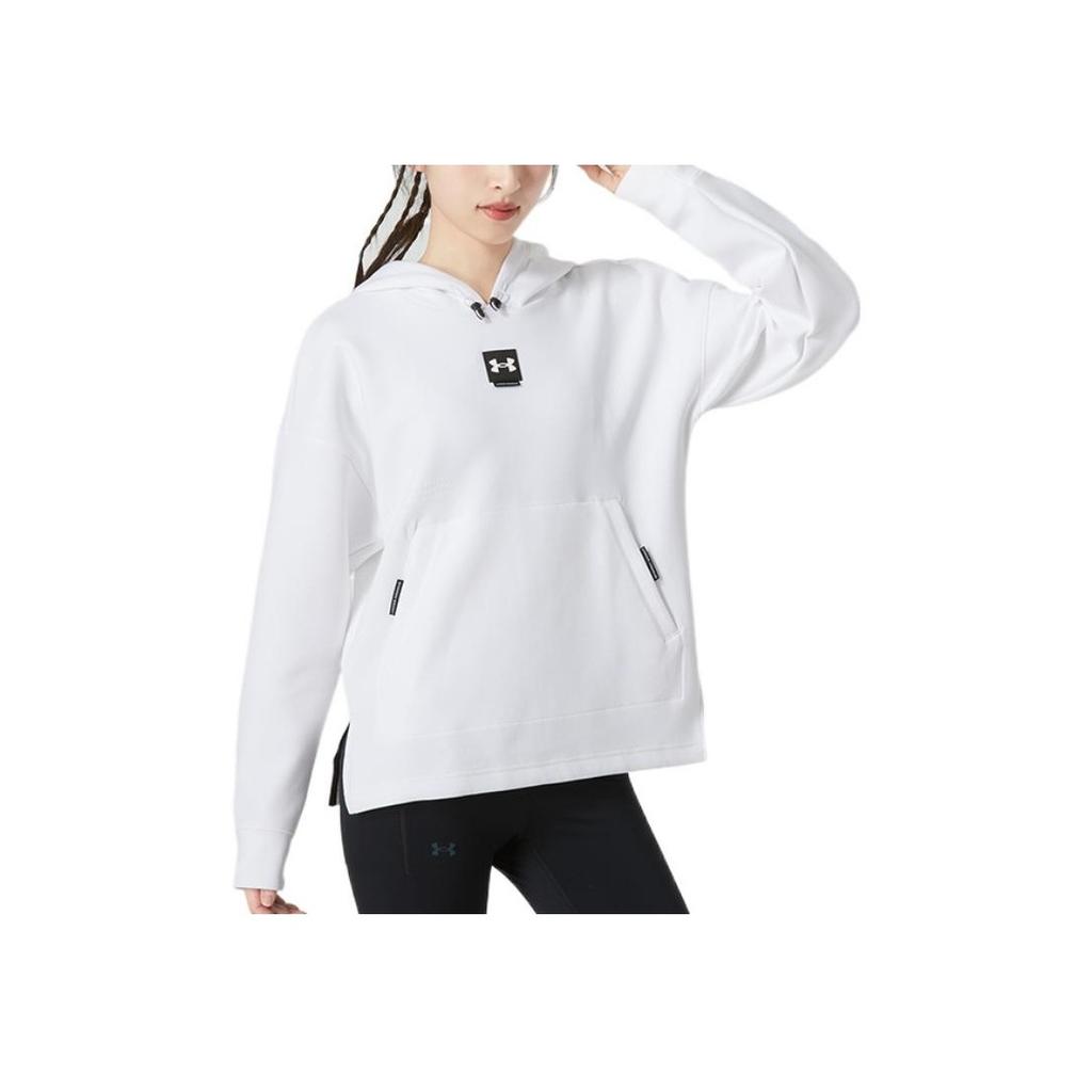 Under Armour FW22 Ensfarvet Hettegenser med Lite Logotrykk Dame Hettegenser Hvit 1374117-100