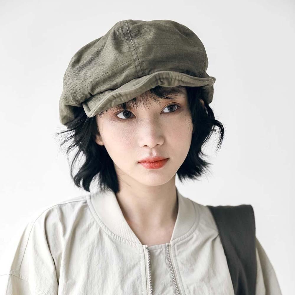Street Style Retro Octagonal Hat Big Head Circumference Women Artist Hat Cloud Beret Cap  Women