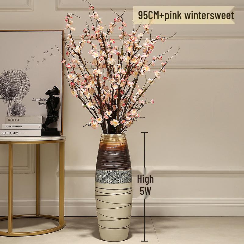 Large European-Style Porcelain Floor Vase for Dried Flowers - Artistic Living Room Ceramic Decoration
