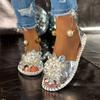 Women's Sandals Luxury Pearl Crystal Flower Design Sandals Summer Open Toe Flat Sandals for Women Casual Sandal Sandalias Mujer