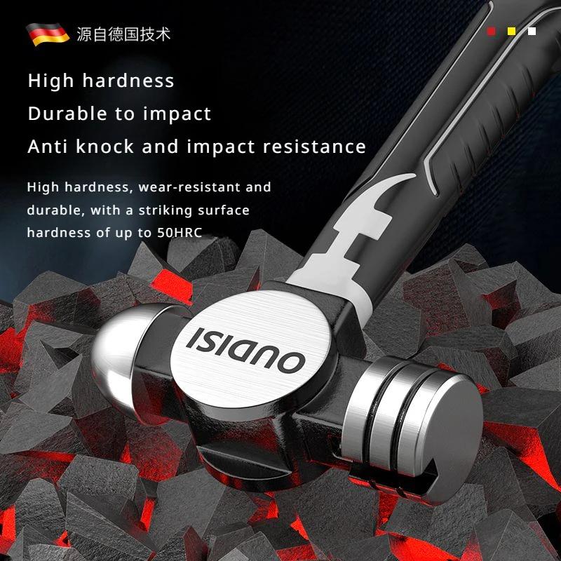 Mini Octagonal Hammer - Multi-Functional Magnetic Heavy Duty High Carbon Steel Woodworking Nail Hammer with Sheep Horn Handle