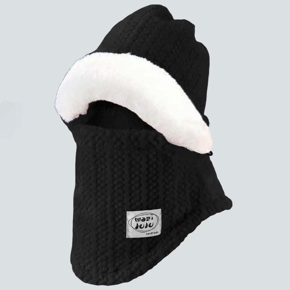 

Plush Winter Integrated Scarf Cap 4 in 1 Pullover Mask Cap Fashion Cold Proof Scarf Women чёрный