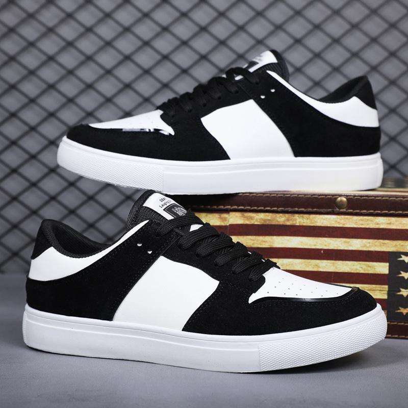 2024 Men's Korean-Style Black & White Panda Colorblock Low-Top Casual Sneakers