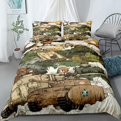 Girls Und Panzer Bettbezug-Set ohne Spannbettlaken King Queen Double Full Twin Einzelgröße Bettwäsche-Set
