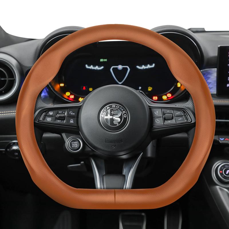 Suitable for Alfa Romeo Ultra-Thin Breathable Leather Steering Wheel Cover Suitable for 159 147 Gt Giulietta Mito Giulia Stelvio