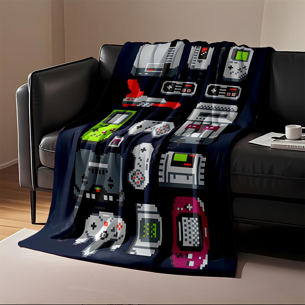 Retro Gaming Consoles and Controllers Design Flannel blanket for bedroom, living room, sofa, and nap sofas