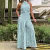 Spring European Style Fashion Sexy Elegant Print Sleeveless Jumpsuit