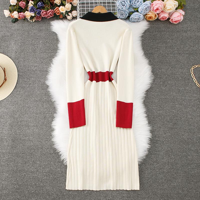 Autumn Winter Women Elegant Notched Collar Knitted Sweater Blazer Slim Bodycon Dresses