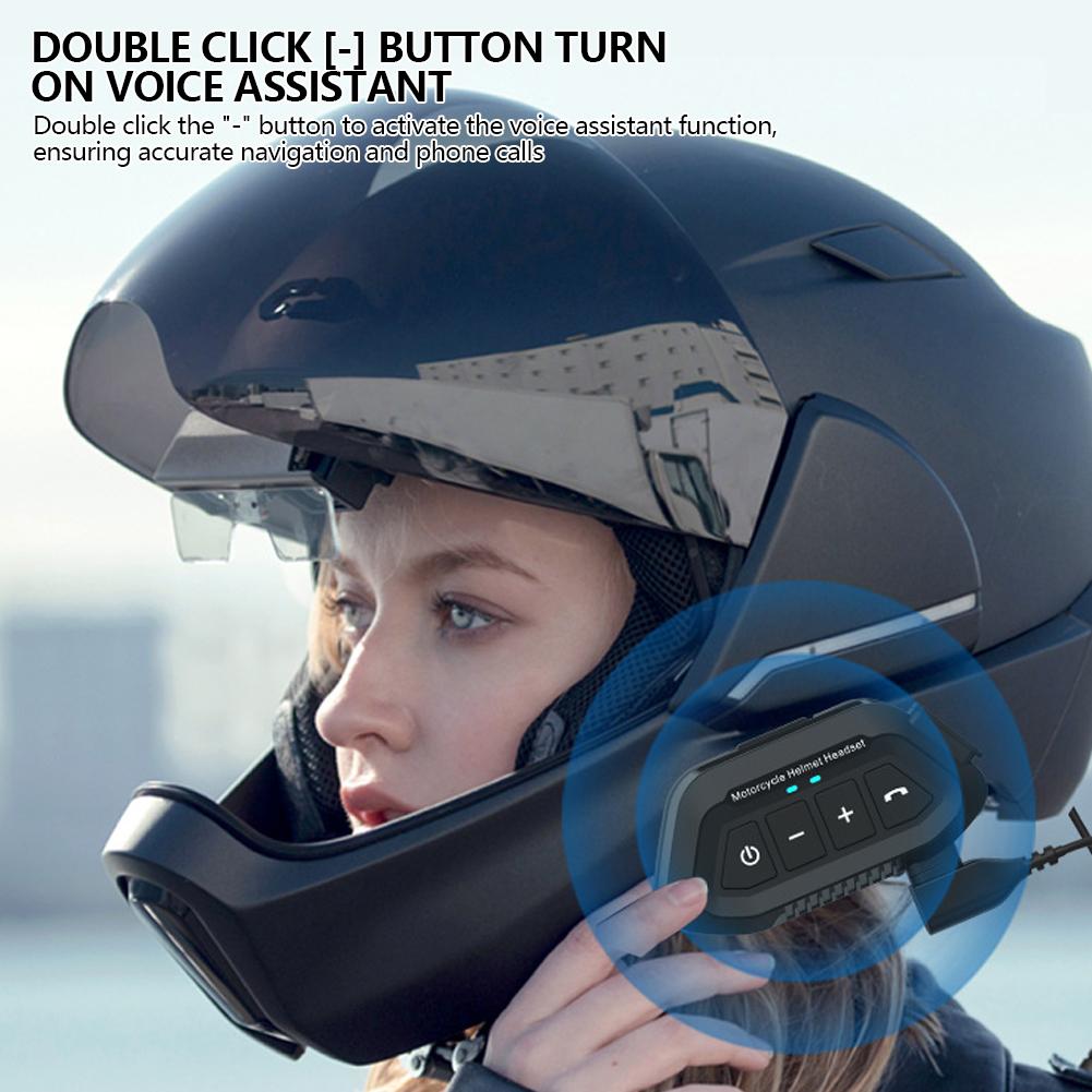 Wireless Motorcycle Helmet Headset BT 5.0 Bluetooth Voice Assistant Moto Earphone Motorbike Headphones for Riding Communication
