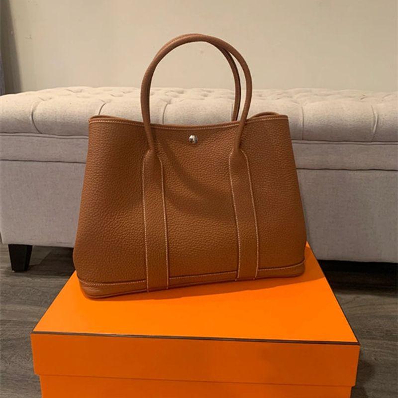 

Genuine Leather Portable Large Capacity One Shoulder Crossbody Tote Bag Golden Brown large 36cm