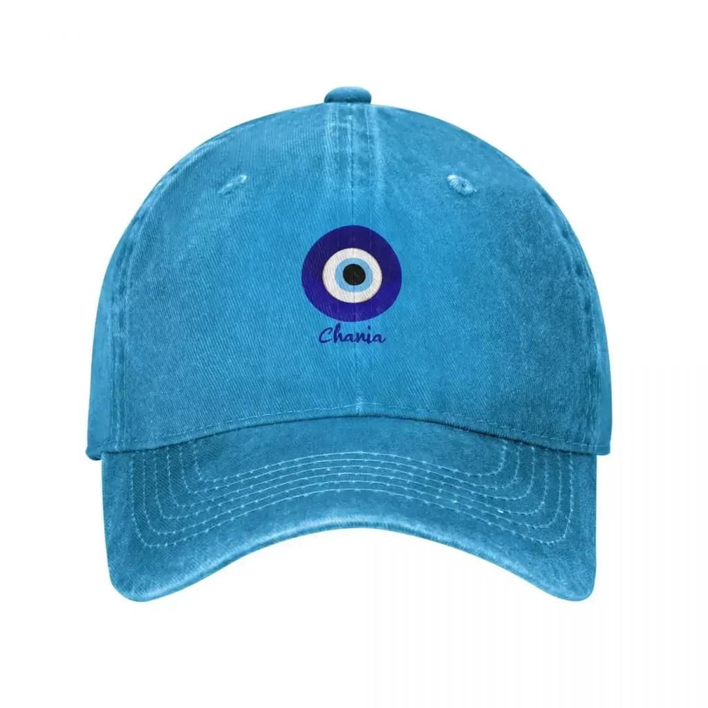 CHANIA - GREECE, EVIL EYE, Mati blue white. Baseball Cap derby hat golf hat genuine Hat Baseball Cap For Women Men's
