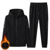 Tute calde in pile da uomo Giacche addensate invernali Pantaloni sportivi Tuta sportiva da uomo con cerniera con cappuccio Set da due pezzi