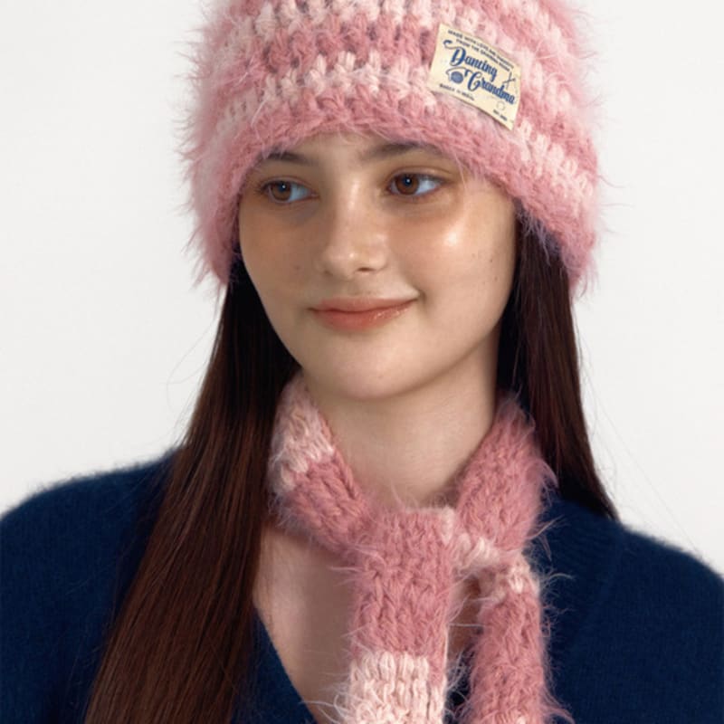 DANCING GRANDMA SOFT STRIPE MUFFLER : BABY pink