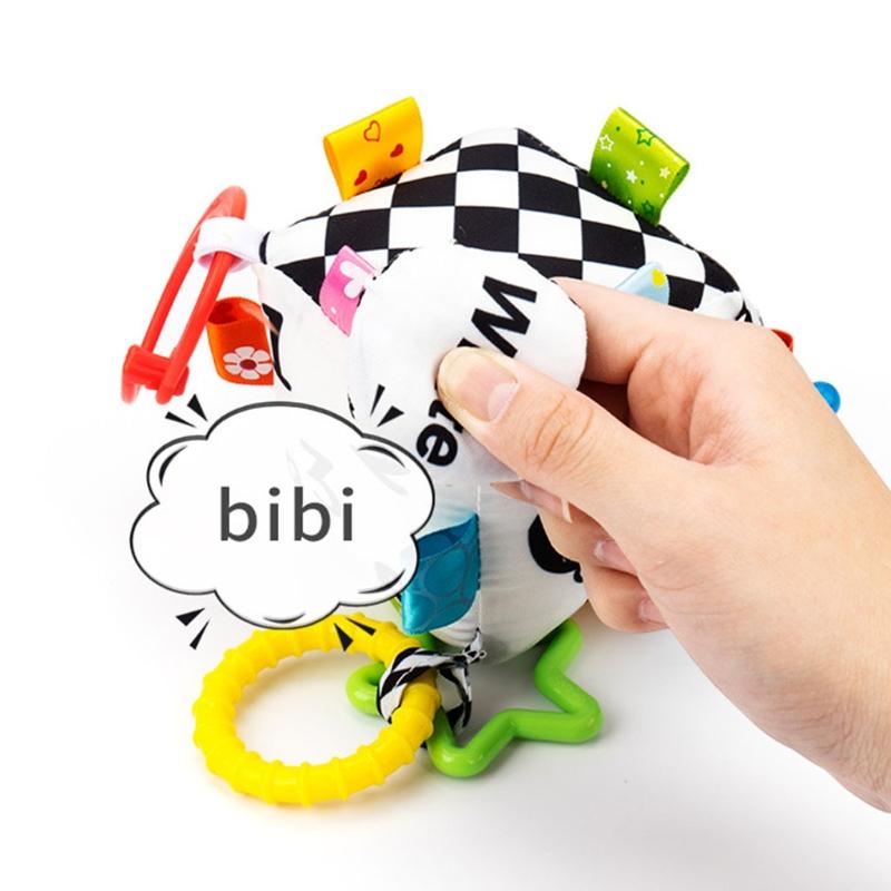 Jingle Toy for Stroller Bed Bell Hang the Baby's Bedside to Soothe Wind Chimes Clinking Rings & Silicone Teether