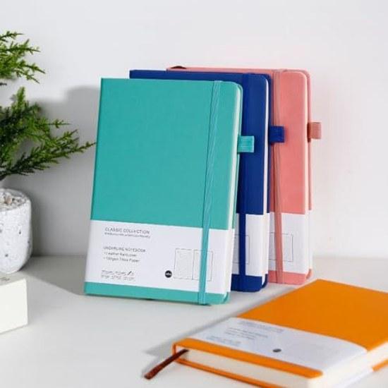 A5 Notebook Hard Cover Dot Grid 80 Pages Inner Elastic Band Ribbon Bookmark Pen Holder Red Suitable diaries work study scenes appropriate as gift