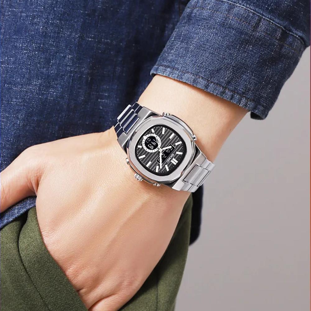Luxury Men Watch Male Quartz Wristwatch Classic Black Gold Stainless Steel Band Simple Reloj Business Man Sports Calendar Clock