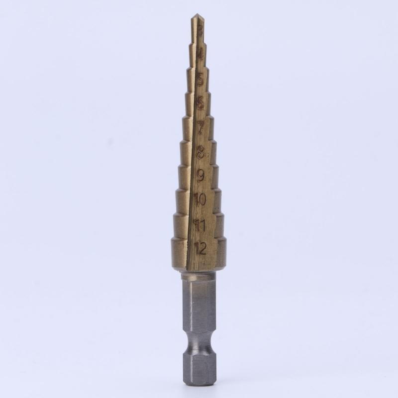 HSS Titanium-Coated Step Drill Set 1/4" Shank 3-12mm Cutting Tool Reamer