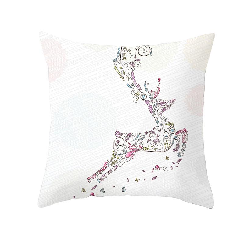 White Christmas Pillow Case Cute Santa Claus Elk   Cover Winter Snowflake Decorative Cases