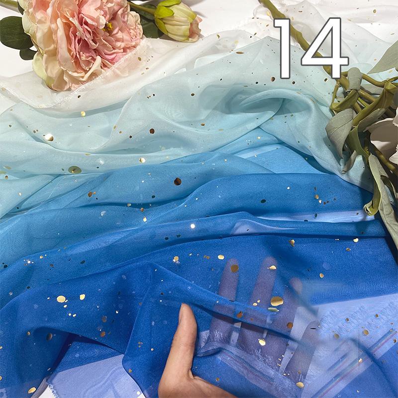 1/3/5M Rainbow Gradient Color Chiffon Fabric 30D Gradient Tulle Fabric For Diy Ancient Style Hanfu Wedding Dress Stage Garment