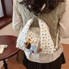 Korean Style Puppy Embroidery Shoulder Bag Y2k Cartoon Handbag Versatile Polka Dot Tote Bag  Travel