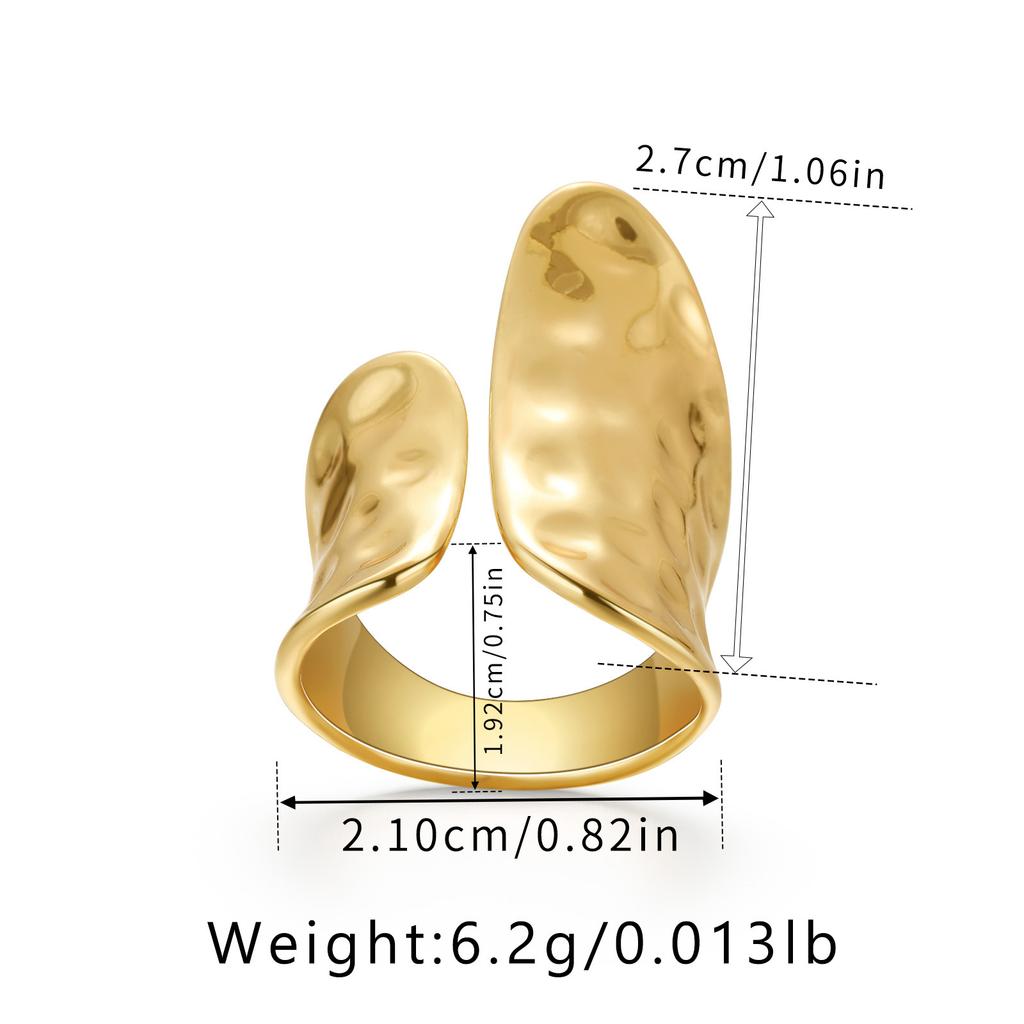 Stainless Steel Texture Wrinkles Chunky Rings for Women Men Geometric No Fading Wide Opening Rings Banquet Jewelry Accessories
