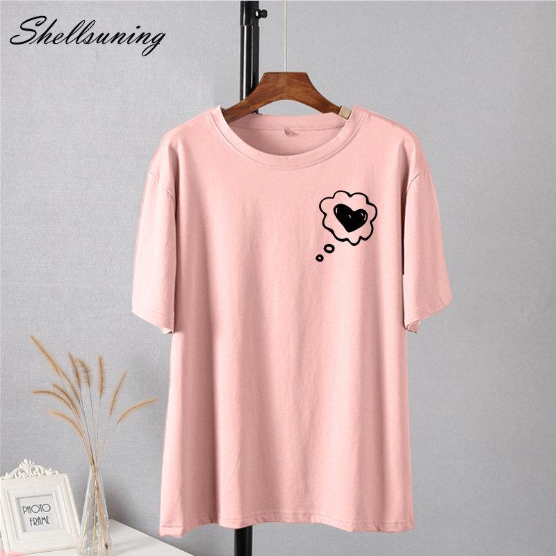 Shellsuning простые футболки с принтом в виде сердца — фото 8