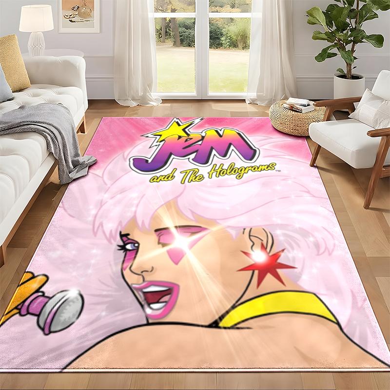 Jem and the Holograms Carpet Door Mat for Living Room or Bedroom Protective Mat Under Chair Office Decoration Christmas Gift Birthday Present
