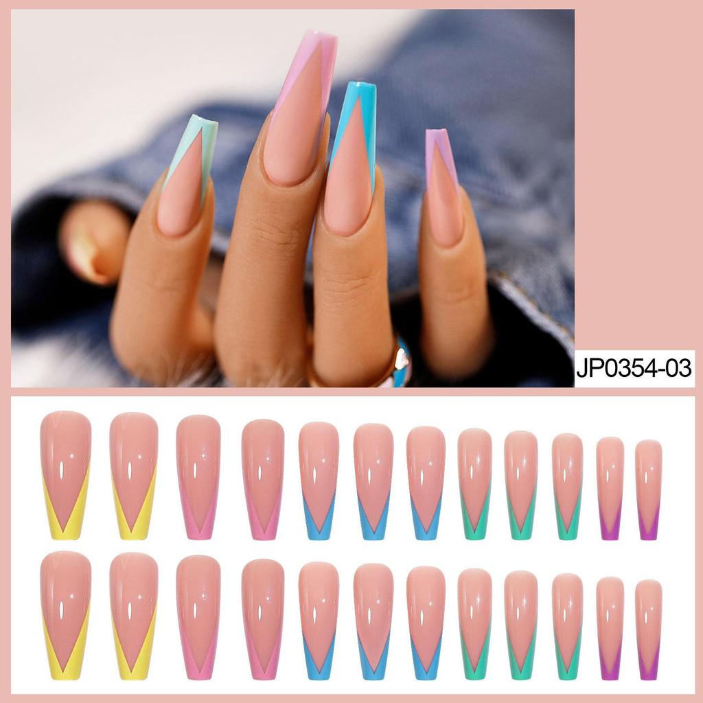 European & American Ballet-Coffin Fake Nails with Manicure Nail Art Stickers