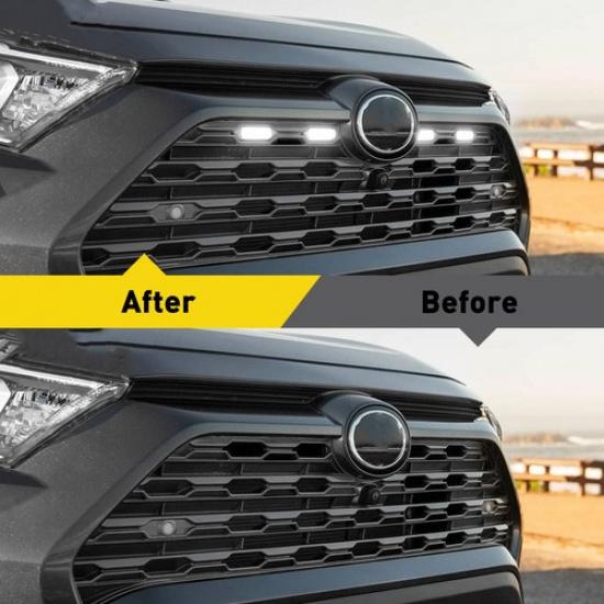 4X Smoked Lens White LED Front Grille Lights For Toyota -2024 RAV4 Hybrid LE