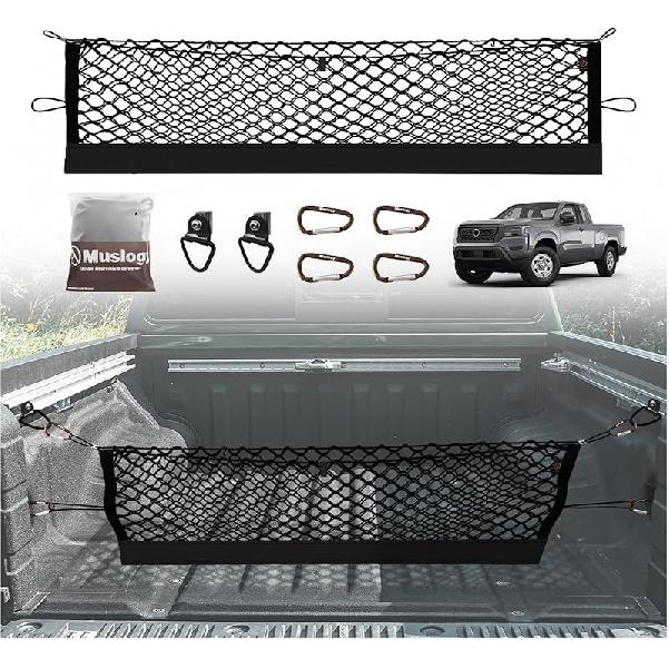 Muslogy Truck Bed Cargo Net Compatible With Honda Ridgeline 2017-2024 2025 Accessories Storage Organizer Pickup Truck Bed Envelope Style Cargo Net