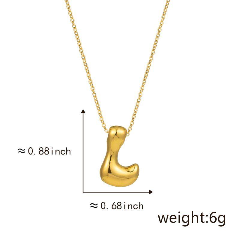 Cute Smooth Letter Necklace, Chubby Pendant, European and American Fashionable and Simple Collarbone Chain