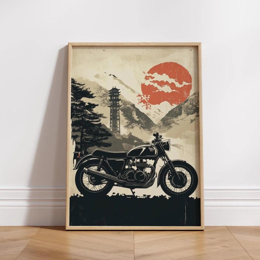 Vintage Cafe Racer Poster – Grunge Motorcycle Wall Arts Rustic Garage Decor Bold Bike Print Retro Biker Gift Industrial Vibes