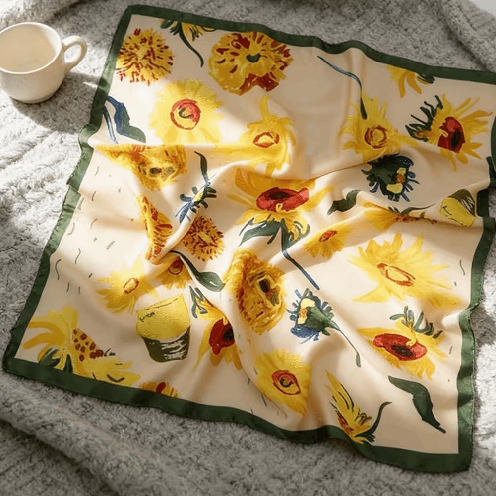 Lightweight Breathable Silk Scarf Soft Satin French Style Headscarf  Women