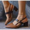 New Elegant Women's Pointy Chunky Sandals Summer Casual Classic Office High Heel Wedding Shoes Women Plus Pumps Shoes