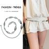 Vintage Silver Metal Waist Chain For Women With Water Drilled Embellishments Fashionable Ethnic Style For Summer Wear