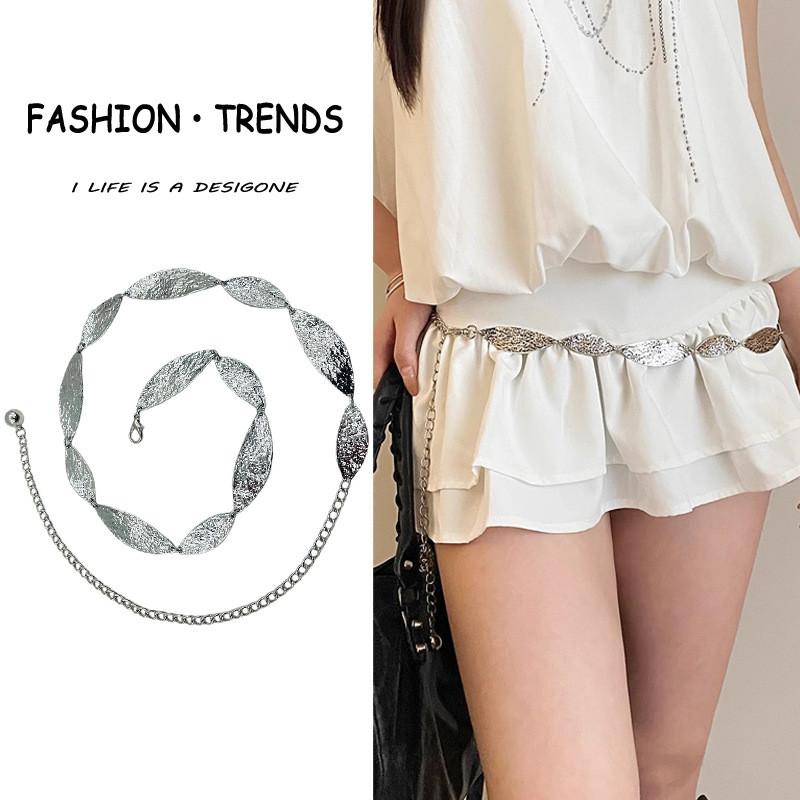Vintage Silver Metal Waist Chain For Women With Water Drilled Embellishments Fashionable Ethnic Style For Summer Wear