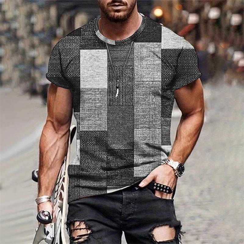 Vintage Patchwork Graphic T Shirts Summer Casual Crew Neck Short Sleeve 3D Printed T-Shirts Fashion Daily Wear Oversized Tees