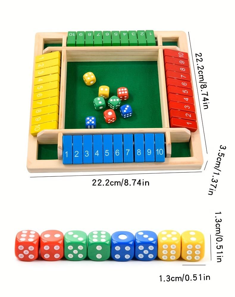 Colorful Wooden Four-Sided Number Folding Board Game Interactive Dice Card Game for Toddlers, Develops Fine Motor Skills Cognitive Abilities,