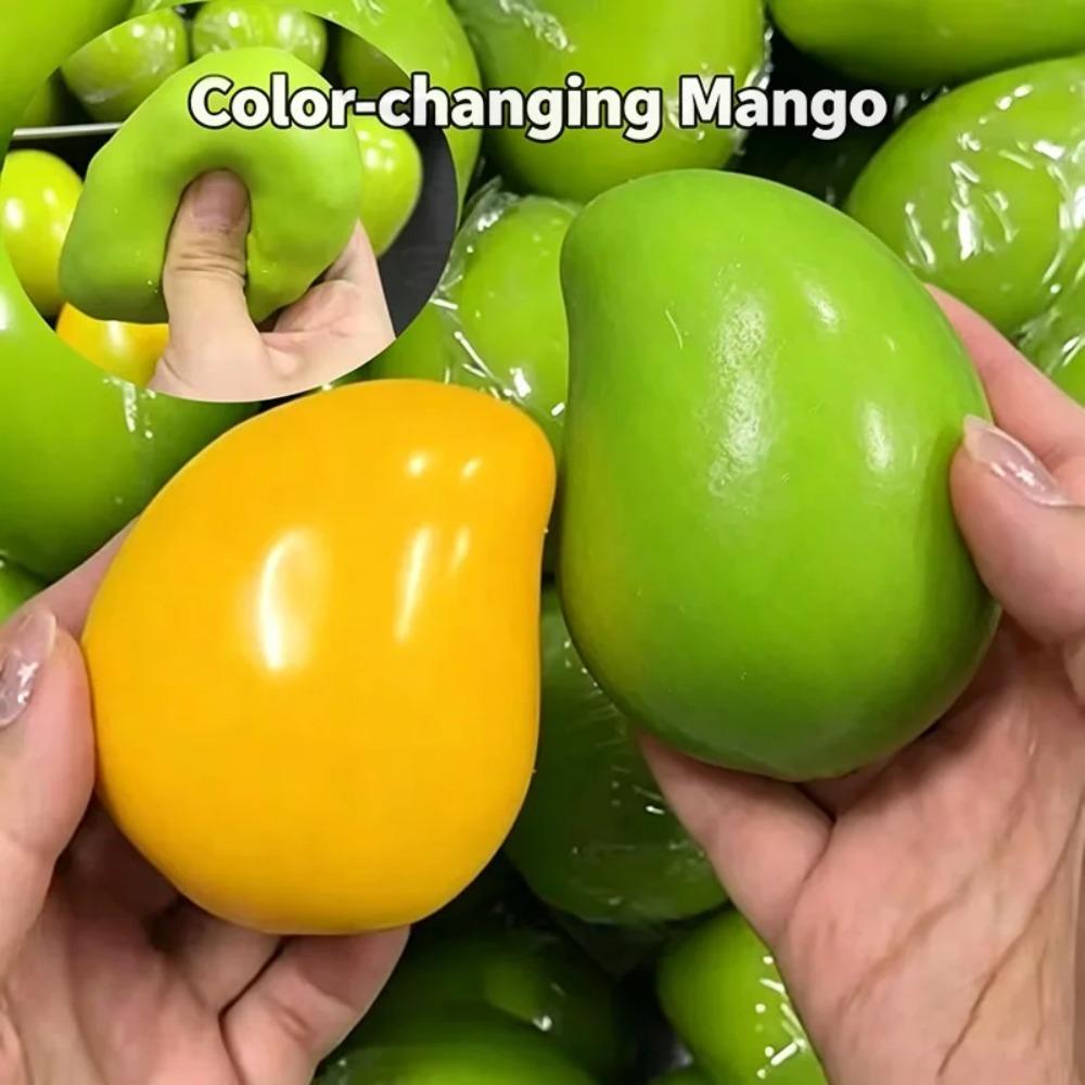 Giocattolo da Spremere Mango che Matura con la Manipolazione Pallina Morbida Squishy a Cambiamento di Colore Attivato dal Calore Giocattolo Mini Antistress di Tendenza