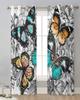 Flower Colorful Butterfly Sheer Curtains for Living Room Decoration Window Curtains for Kitchen Tulle Voile Organza Curtains