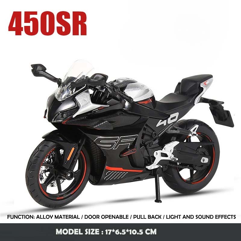 Simulation 1/12 CFMOTO 450SR Alloy Motorcycle Model Sound and Light Toy Vehicle Children Boy Birthday Gift Collection Miniature