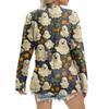 Women's Casual Fashion Sexy Comfort Halloween Printed V-Neck Button Long Sleeve