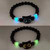 Bonito grande olho gato pulseiras luminosas para mulheres dos desenhos animados animal pingente frisado mão corrente amizade casal pulseira jóias presente