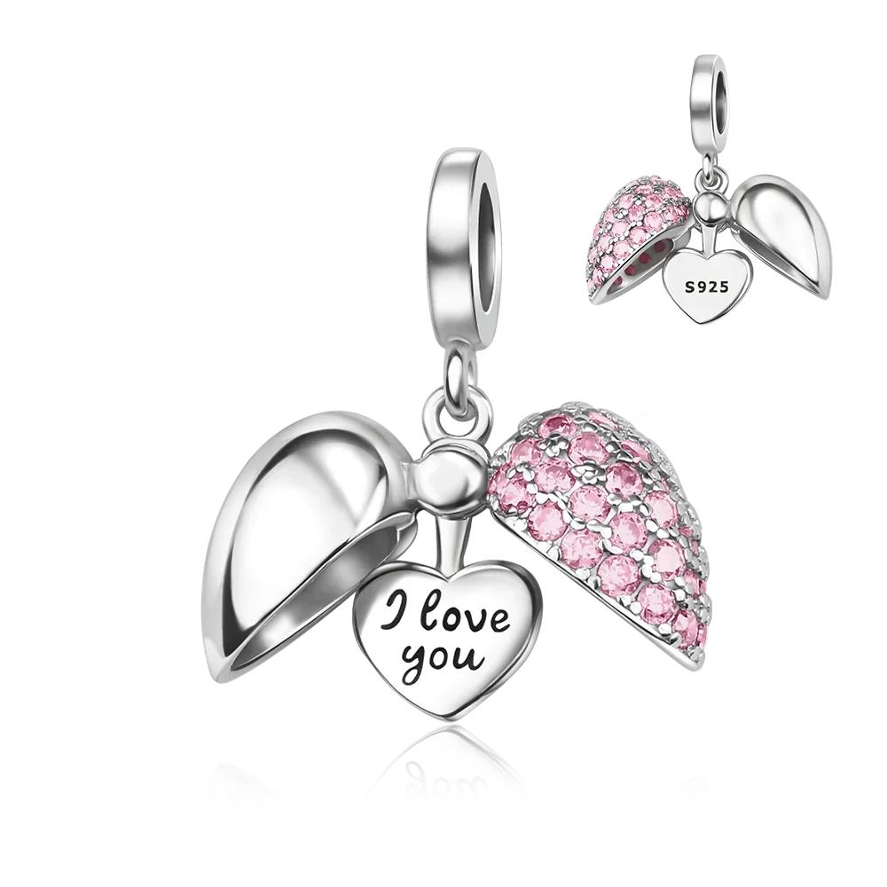 New Original Copper Colored Heart Shape Open And Close Charms Fit Pendant Bracelets Necklace Women Diy Fine Jewelry