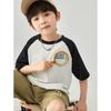Boy's Color Block Raglan Sleeve Letter Print Ice Cotton T-shirt