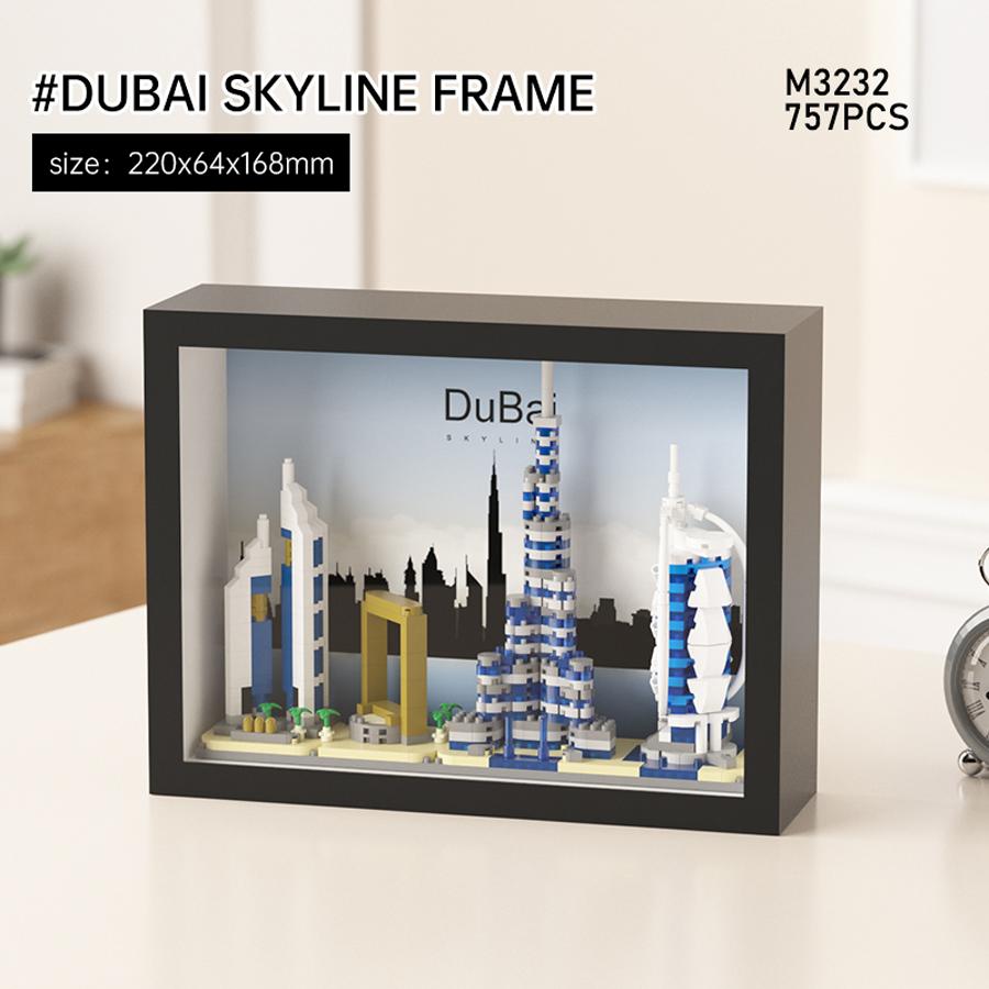 Ungiftige Weltberühmte Gebäude New York London Paare Dubai Stadtbild Bausteine DIY Po Rahmen Anhänger Wanddekoration Für Zuhause